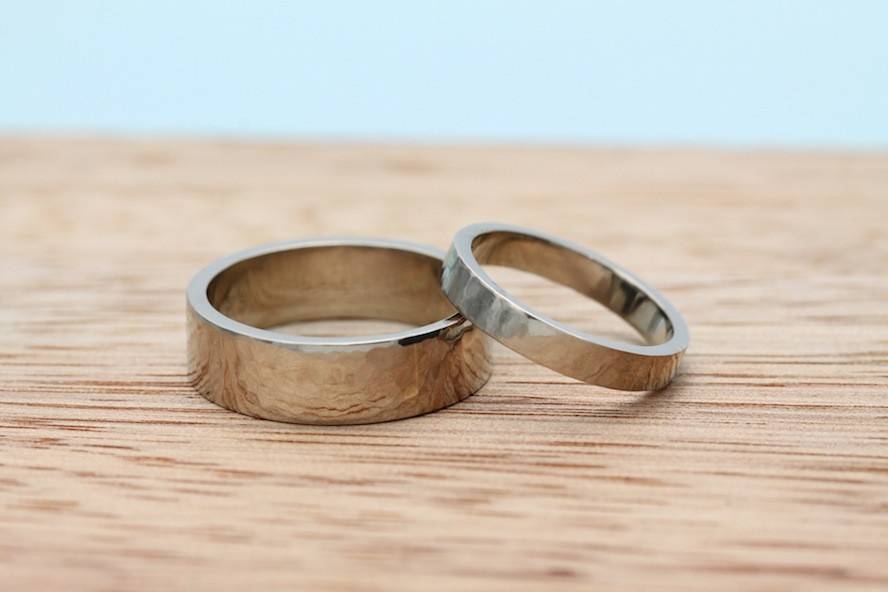 Recycled 14k palladium white gold bands