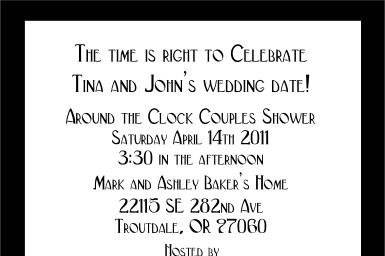 Around the Clock shower invite, personalize to fit your event, colors totally customizable to your party, shower invite can be made for any shower or we can change the theme of invite all together Email me to talk about the fun event and we can see what we can do to make something special