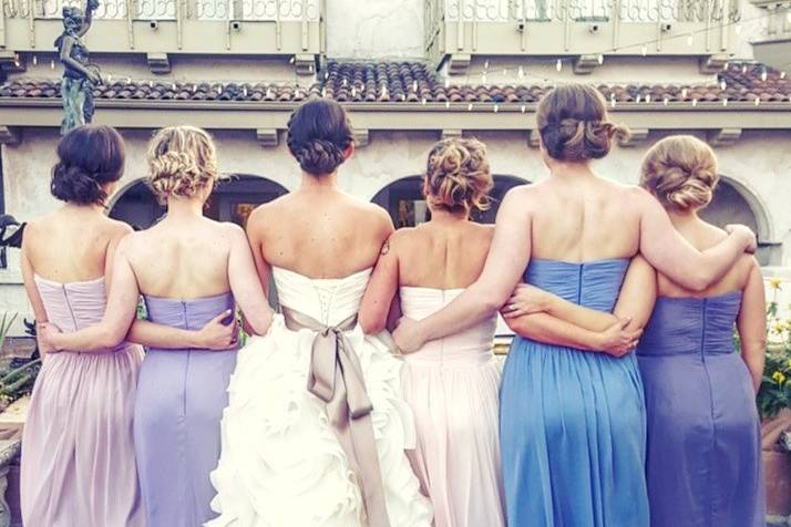 Bride and bridesmaids