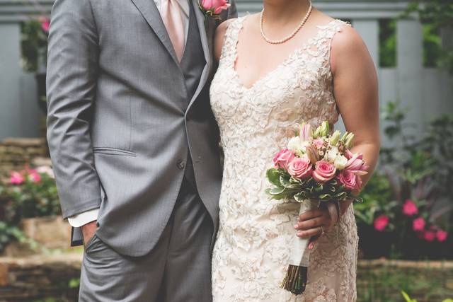 The bride holding her bouquet