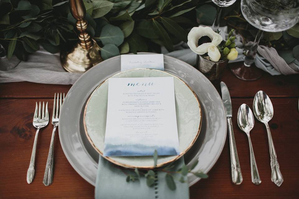 Bridal table place setting