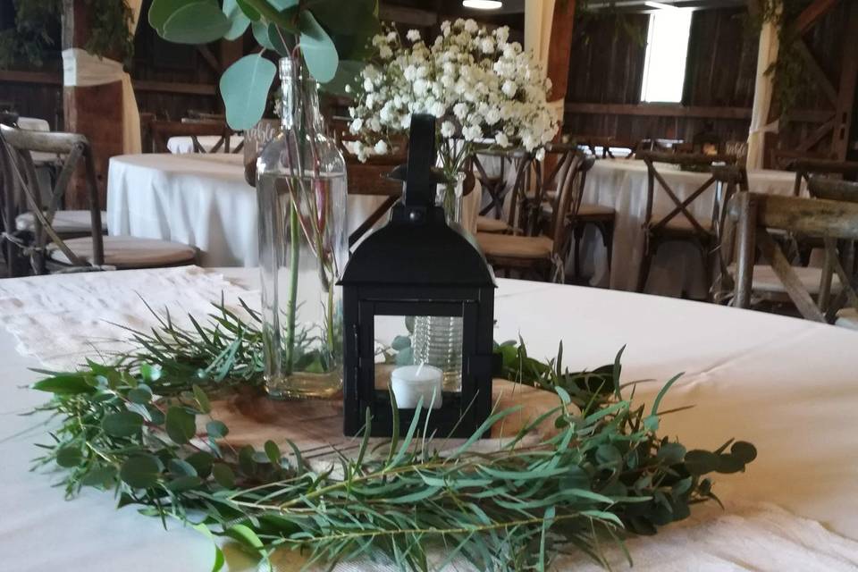 Lantern and loose greenery