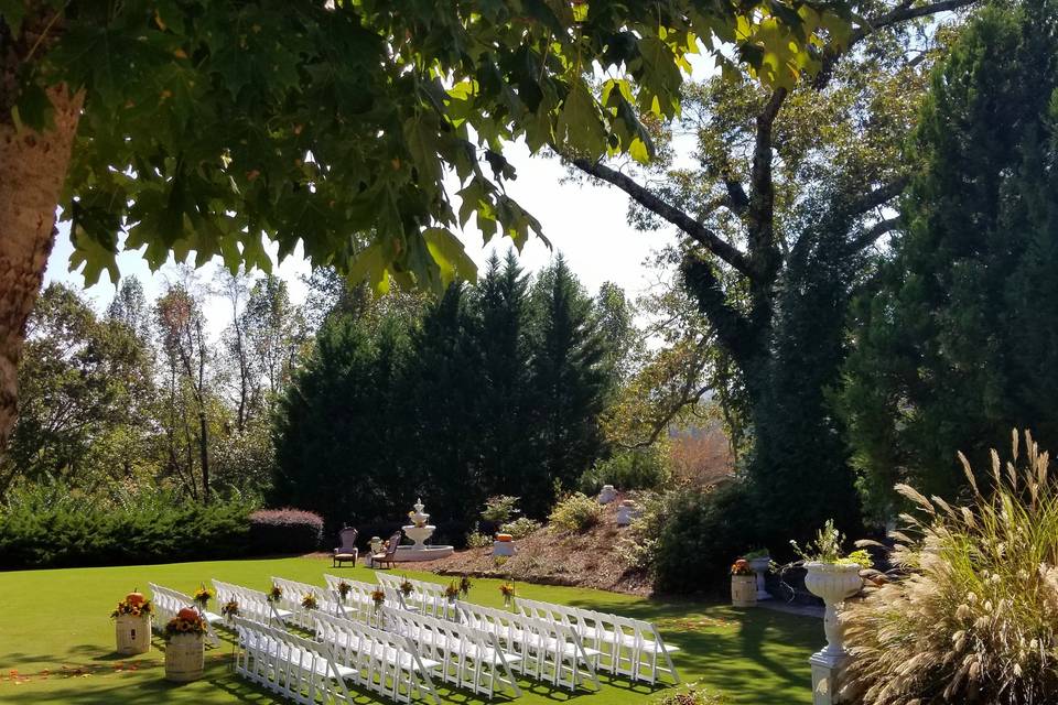 Outdoor wedding setup