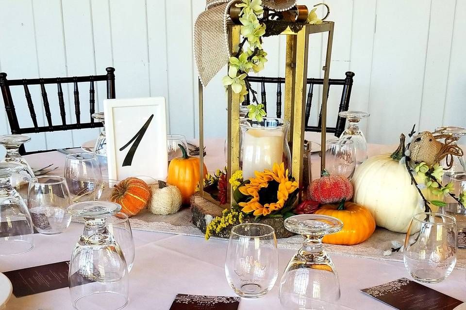 Table setup with centerpiece