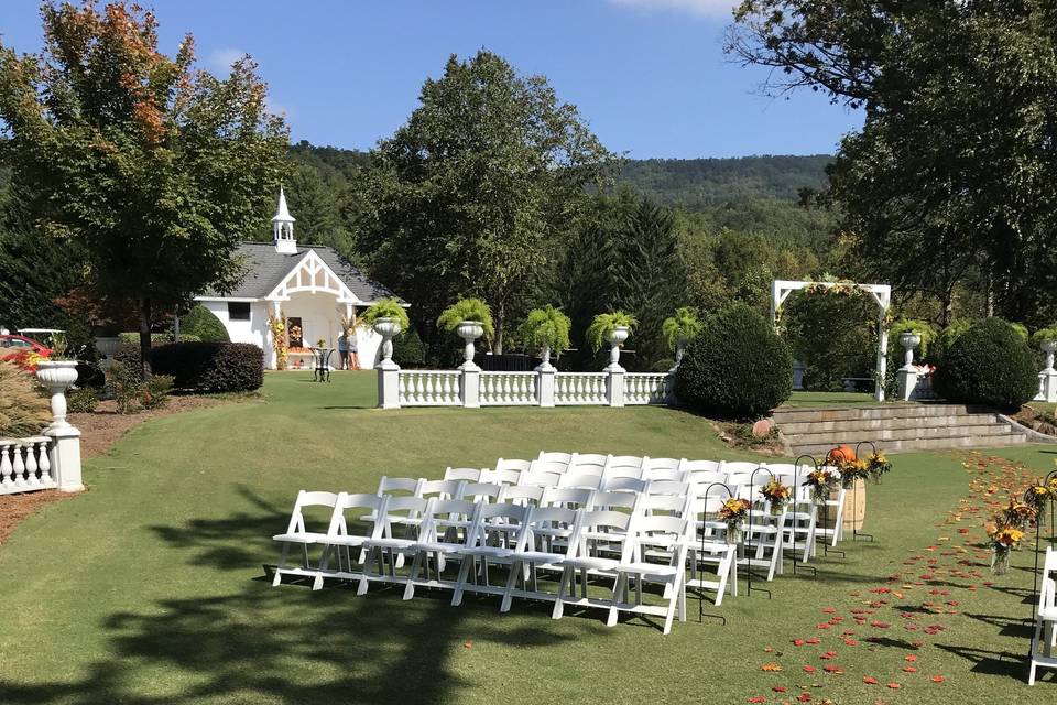 Outdoor wedding setup