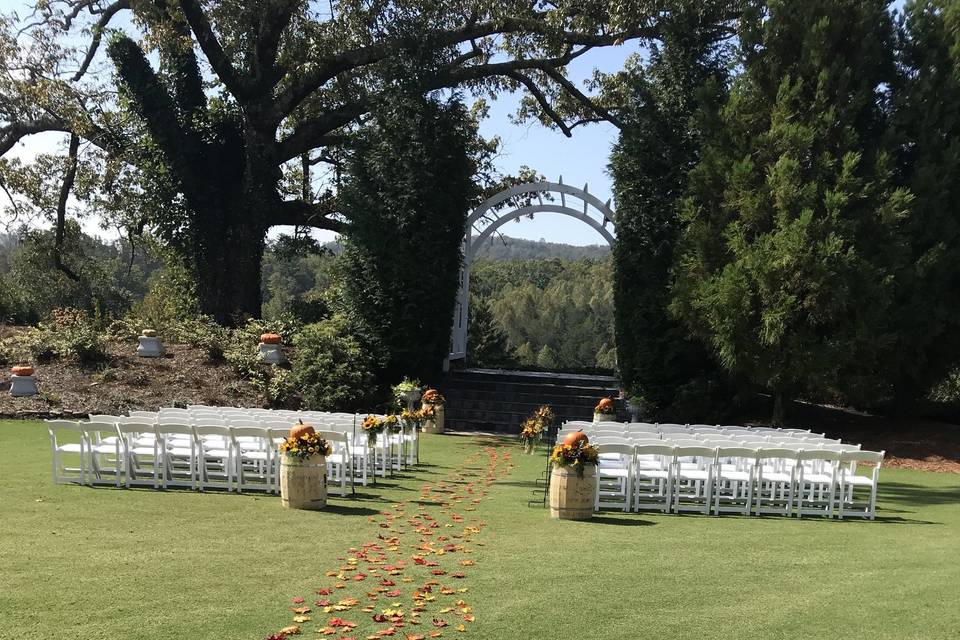 Outdoor wedding setup