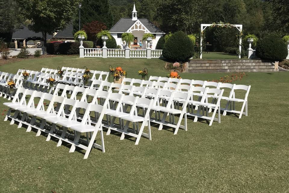 Outdoor wedding setup