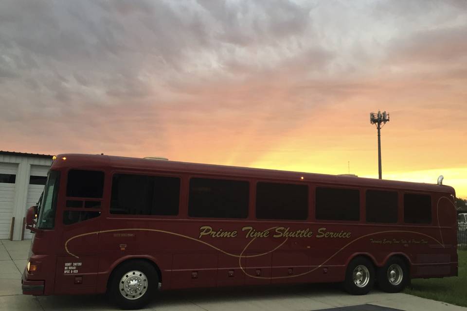Bus at sunset