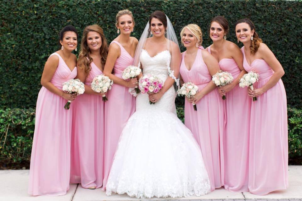 Bride with bridesmaids