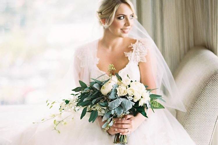 Bride with bridal bouquet