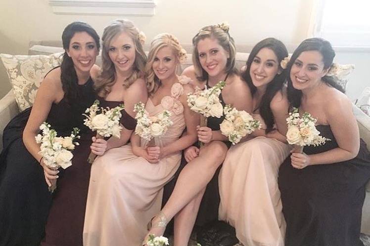 Bride with bridesmaids