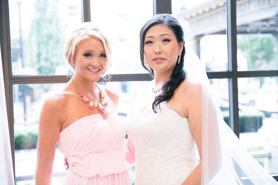 The bride and maid of honor