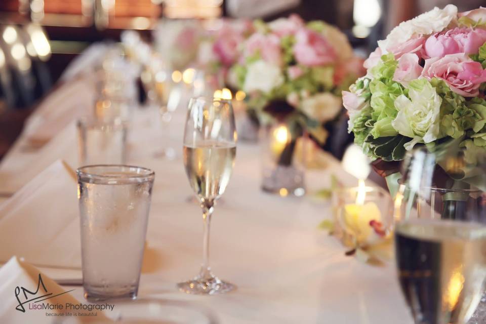 Champagne and table setting
