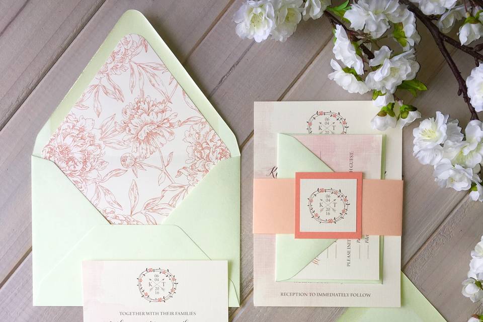 Mint Green, Peach and Coral