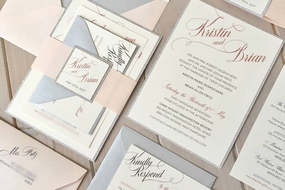 Blush and Silver Invitations