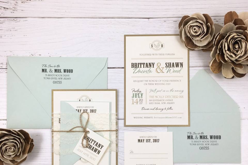 Mint Green and Gold Rustic