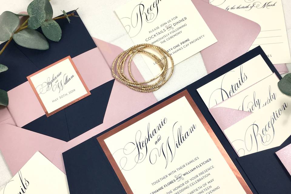 Navy, Mauve and Rose Gold