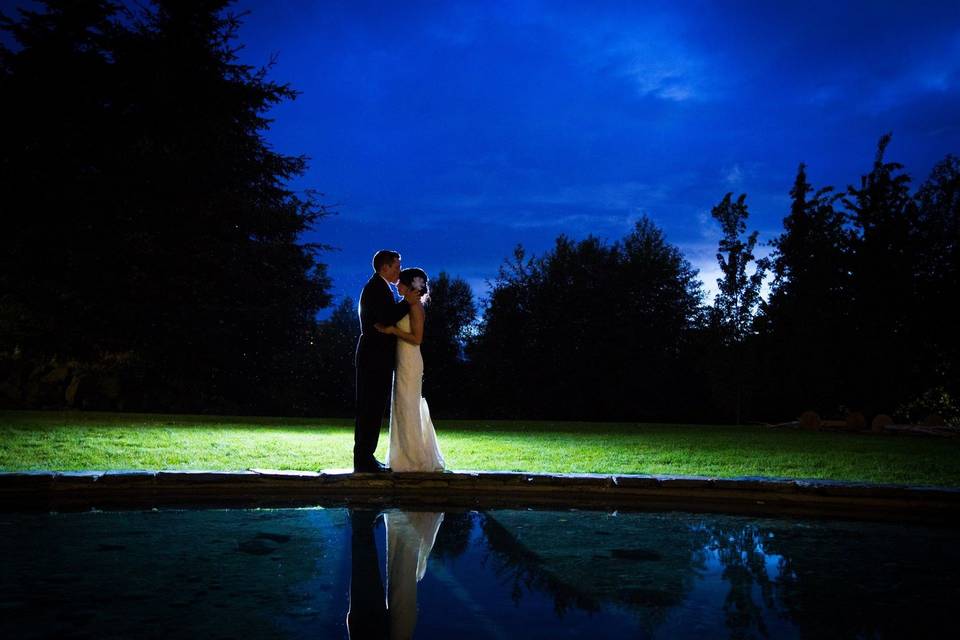 Outdoor bride and groom