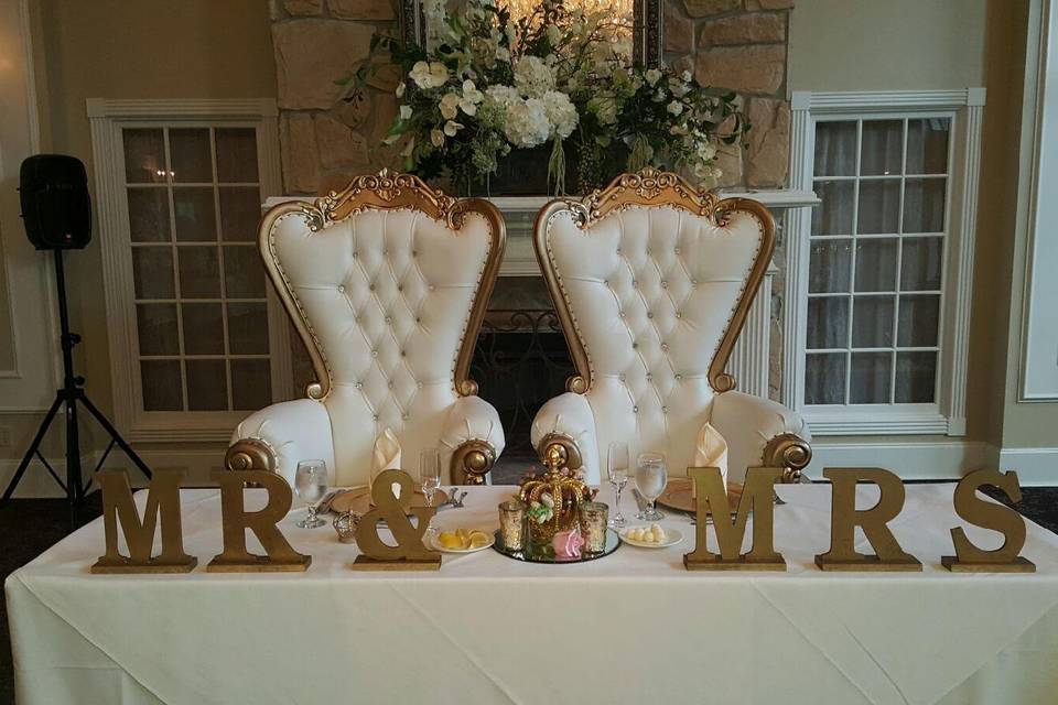 The gold chairs