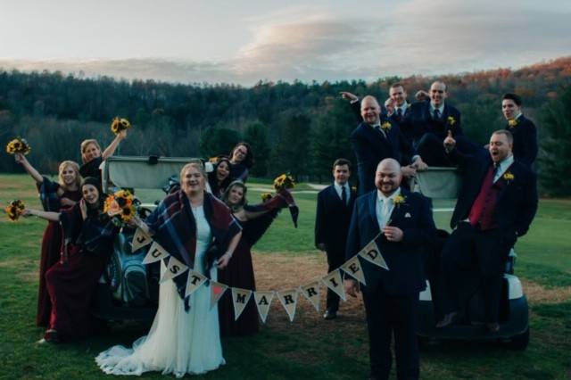 Wedding Party with Golf Carts