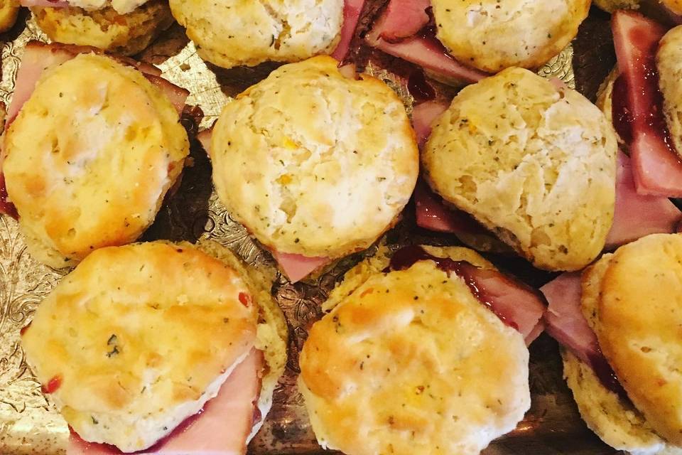 Ham and cheddar biscuit