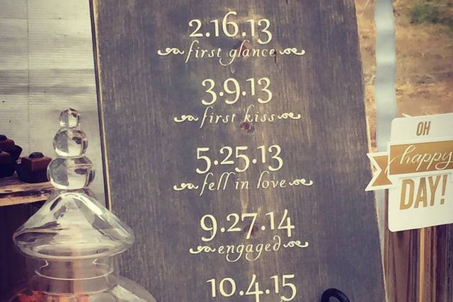 Add our beautiful personalized special dates sign to your wedding and keep for lasting memories.