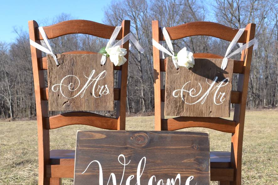 Welcome to our beginning! Greet your guests with a hand painted Welcome Sign.