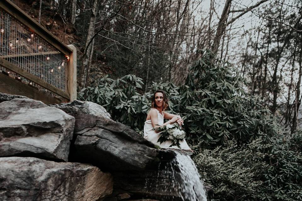 Bride at the waterfalls