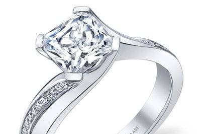 Anneke - the contemporary Asscher cut diamond set in this modern and curvy design.