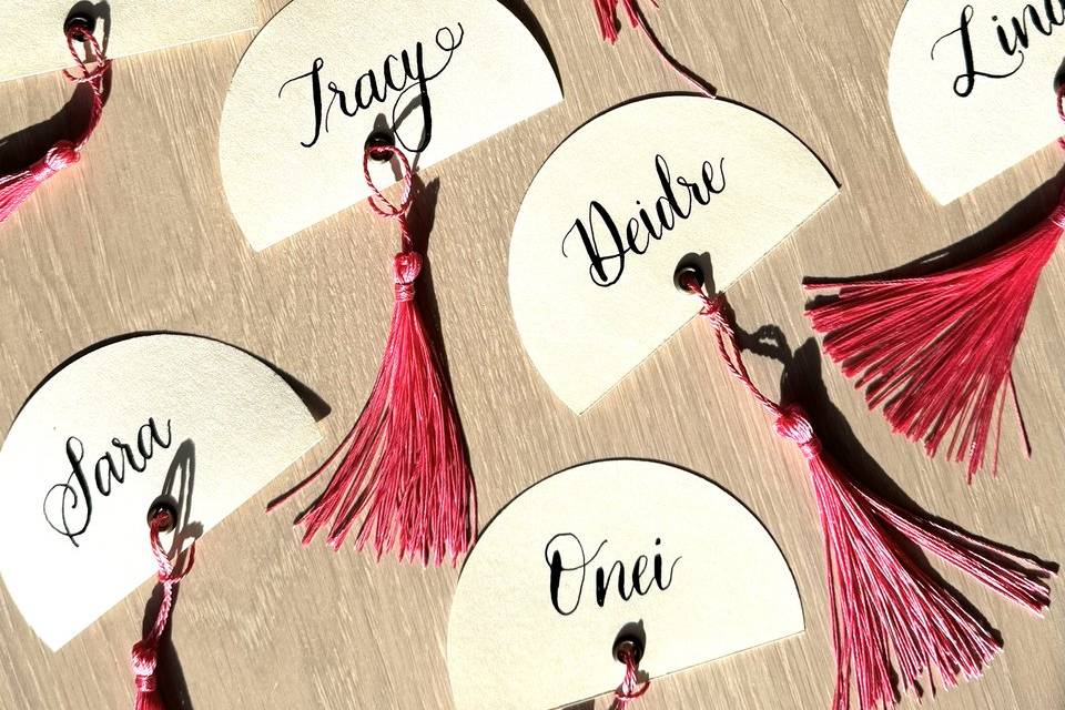Pink Tassel Escort Cards