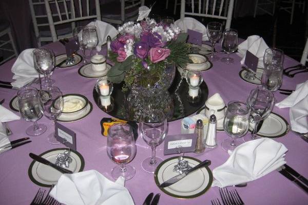 Table setup with centerpiece