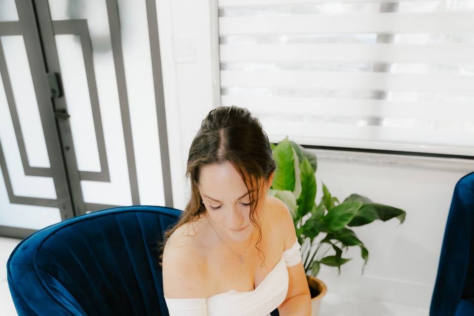 Bride in Off-the-Shoulder Gown