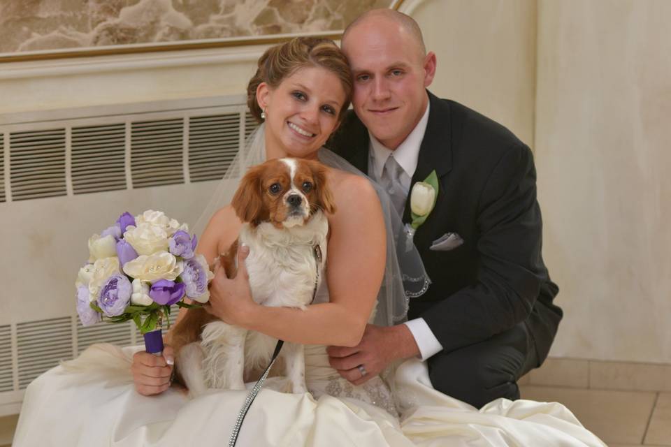 Newlyweds and their dog