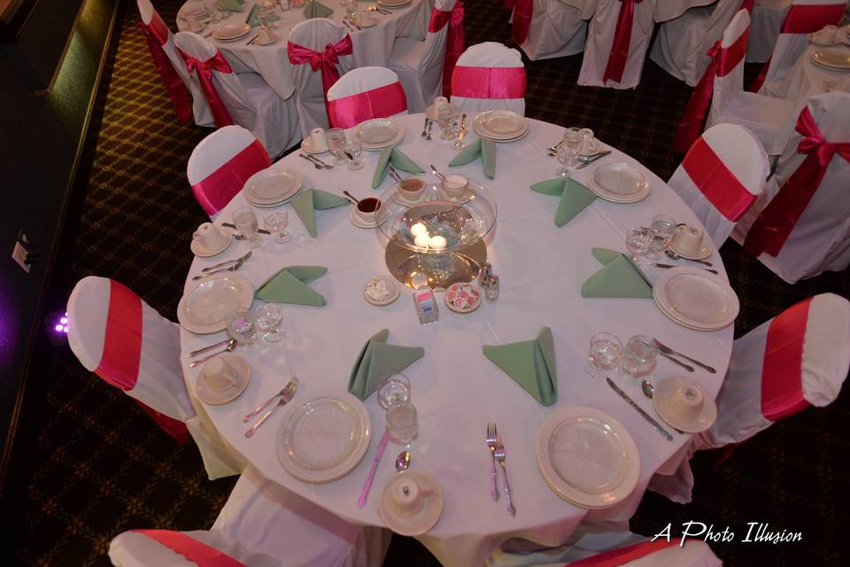 Table setting and centerpiece