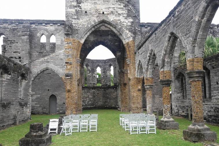 Unfinished church bermuda destination wedding