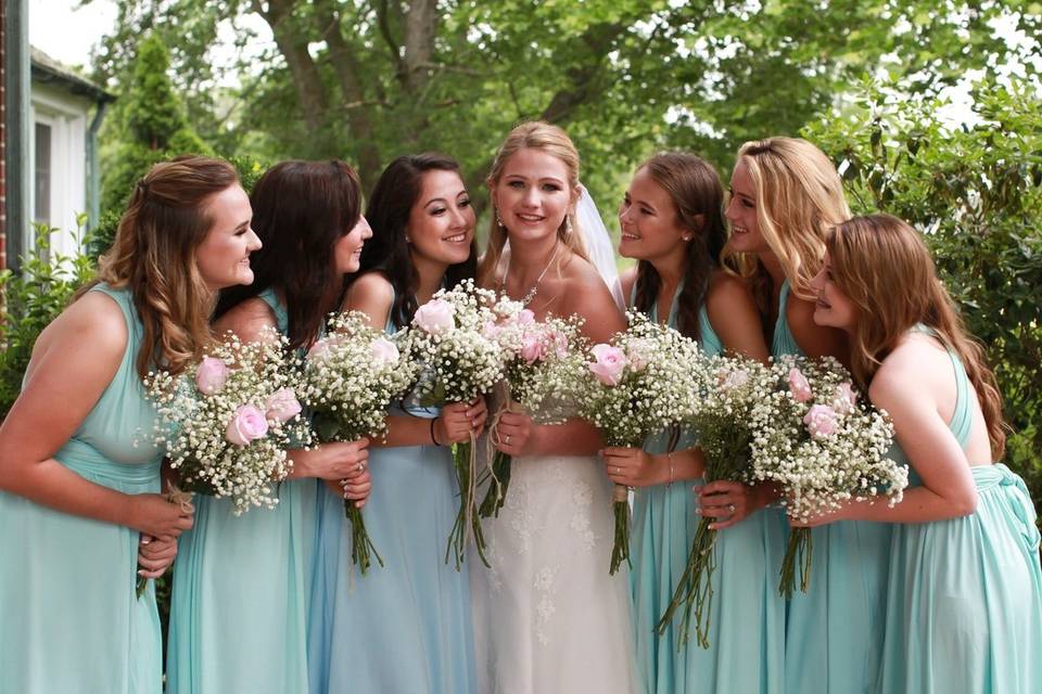 The bride with her bridesmaids