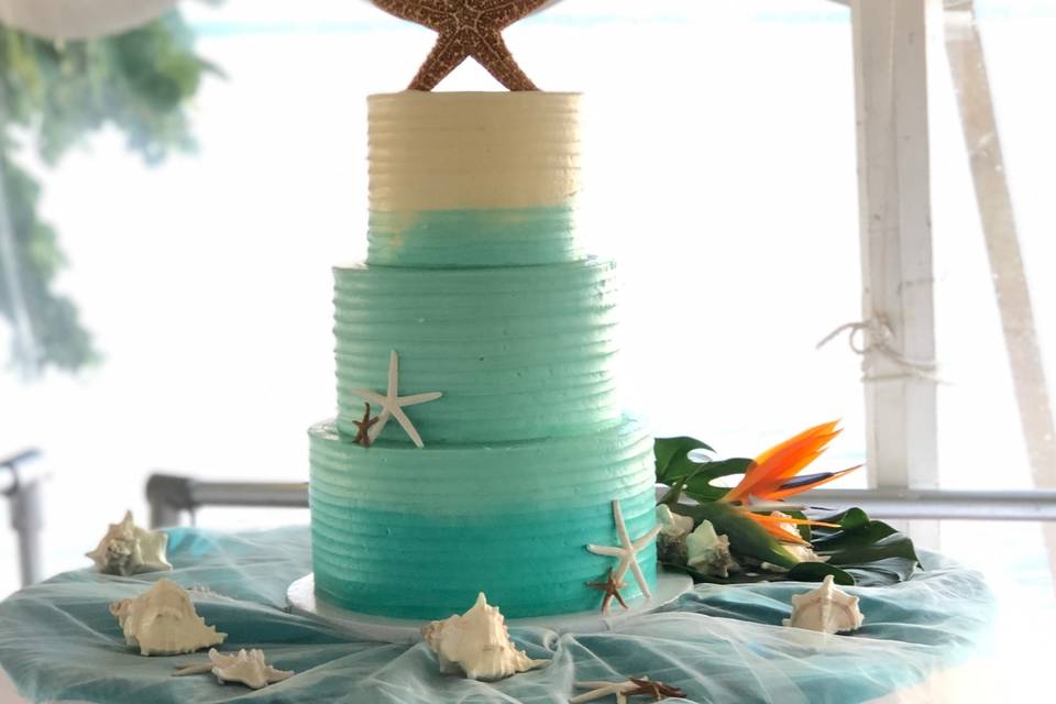 Beach wedding cake