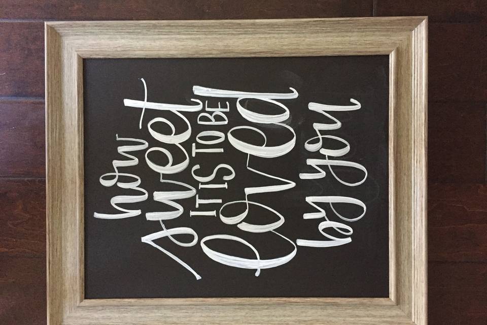 These sweet words for a wedding in College Station, Texas! Contact us at helmsdesigntx@gmail.com for inquiries on custom signage - both chalkboard, wood, and a variety of mediums available such as glass and slate.