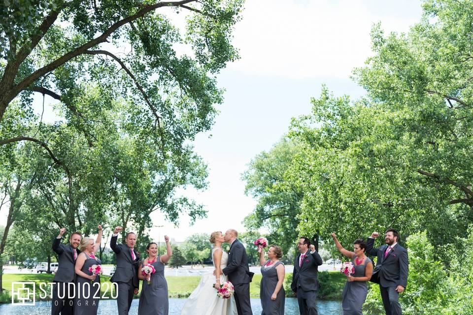 Bridal Party by Pond