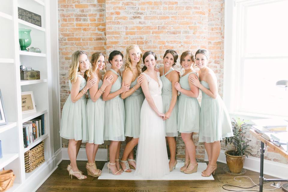 Blooming bride and bridesmaids