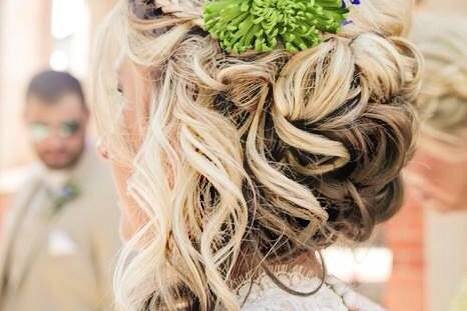 Updo with accessory