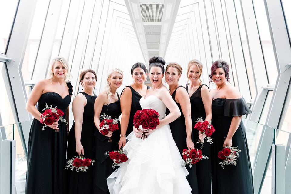 Bride and bridesmaids