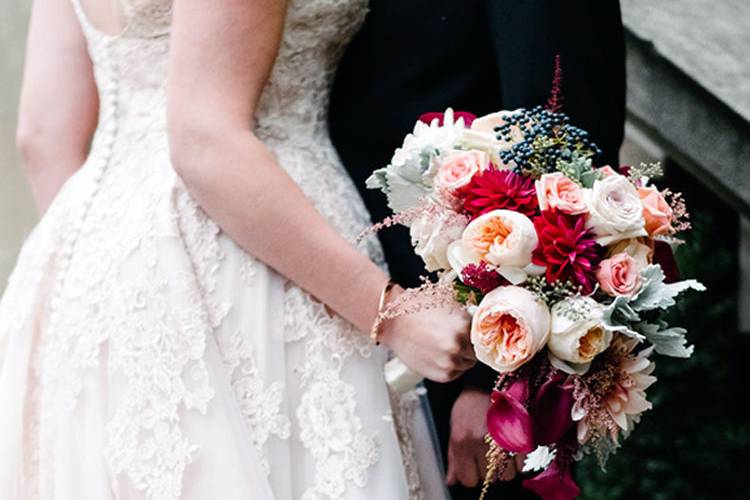 Bride with her wedding bouquet