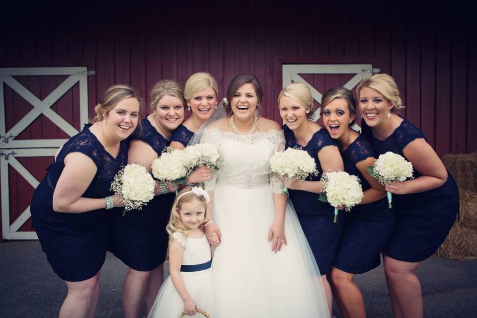 The bride with her bridesmaids