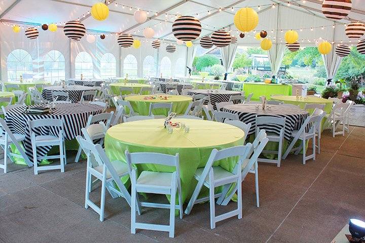 Reception tent setup