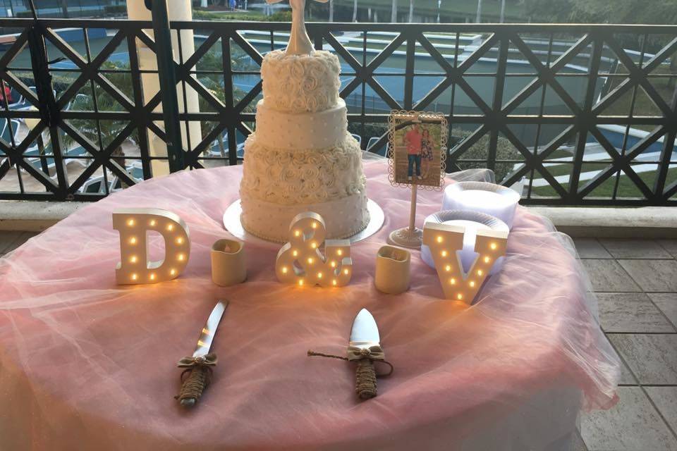 Multiple layered wedding cake