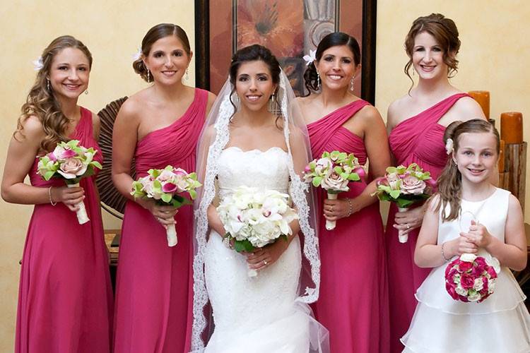 Pink bridesmaids