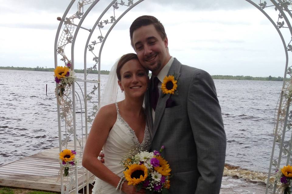 Newlyweds by the water