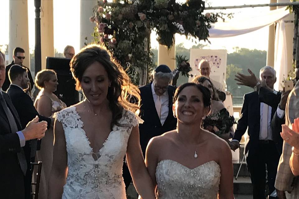 Brides walking down the aisle