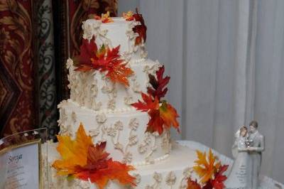 Multiple layered wedding cake